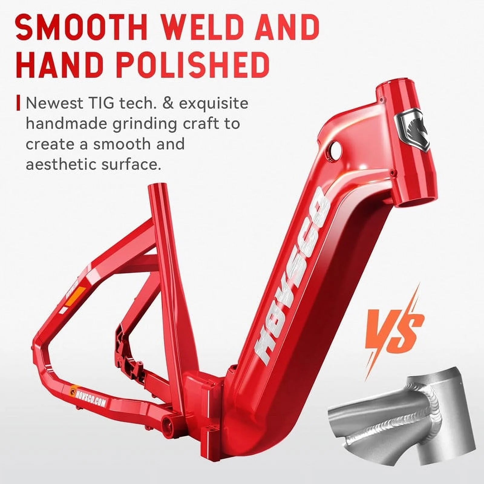 HOVSCO Folding Electric Bike, 750W Step-Thru 20 inch Fat Tire Ebike, 28 MPH, 48V 15Ah Removable Battery, Dual Hydraulic Suspension & Brake, Red