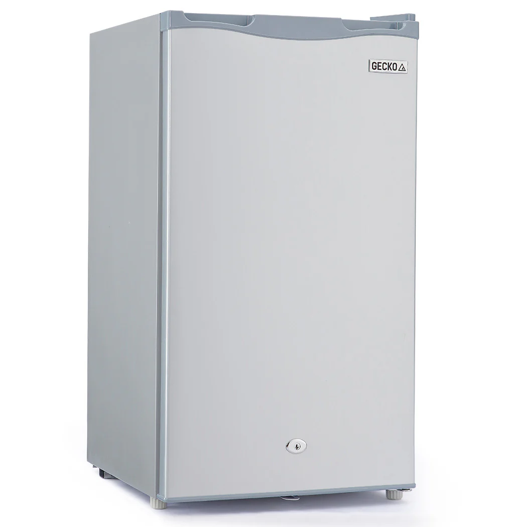 GECKO 95L Portable Upright Fridge and Freezer, 12V/24V for Camping, Caravans, Silver