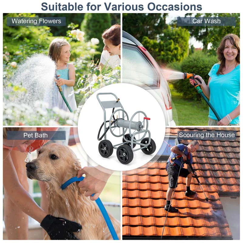 Garden Hose Reel Cart Holds 330 FT of 3/4