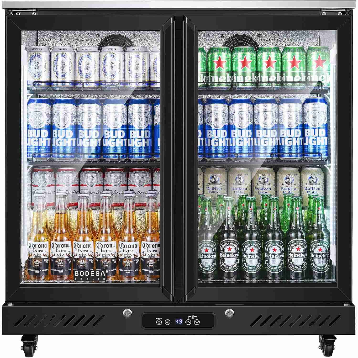 7.7 Cu.ft Commercial Counter Height Beverage Refrigerator with 2 doors and wheels