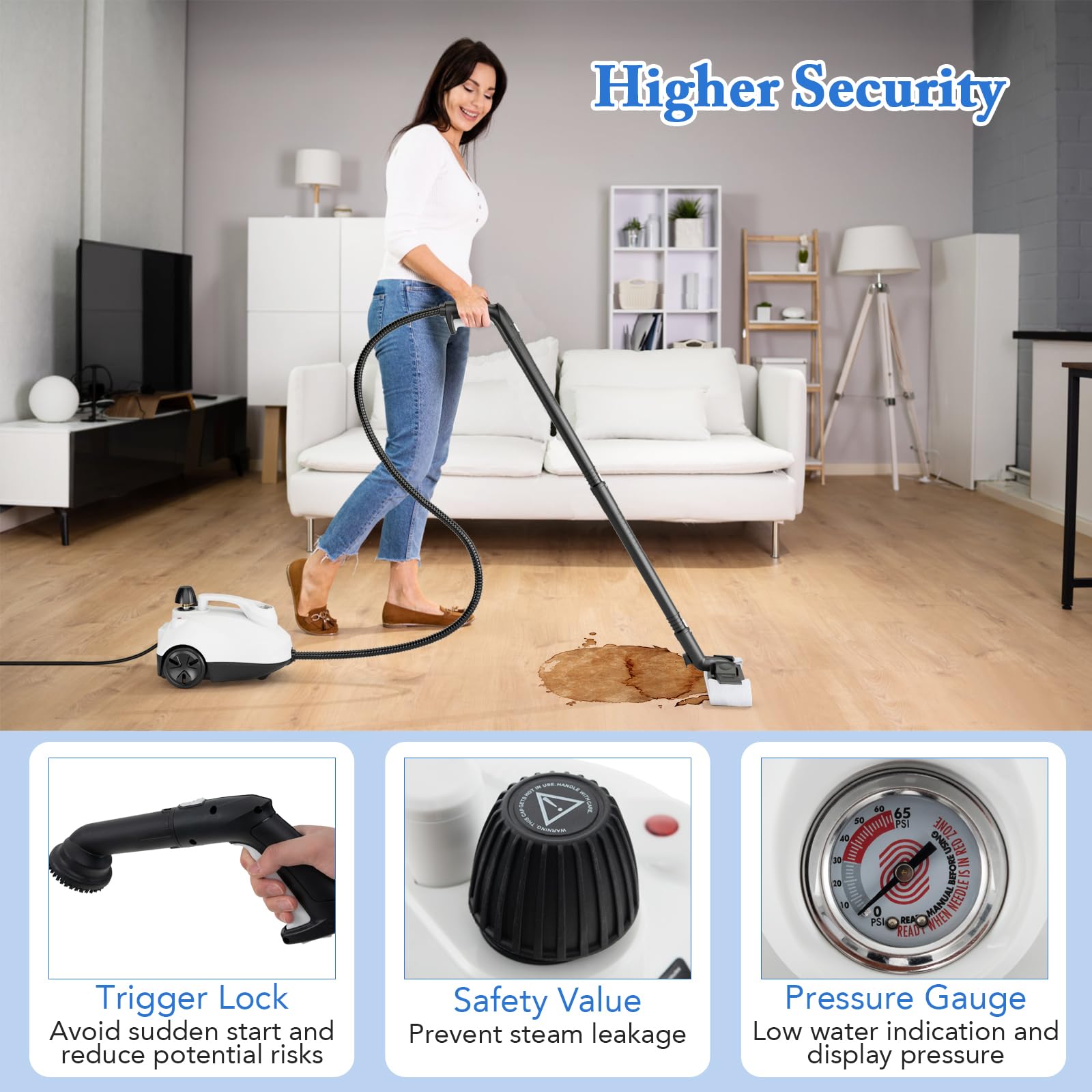 Multipurpose Steam Cleaner, 1800W Portable Household Steamer with 15 Accessories