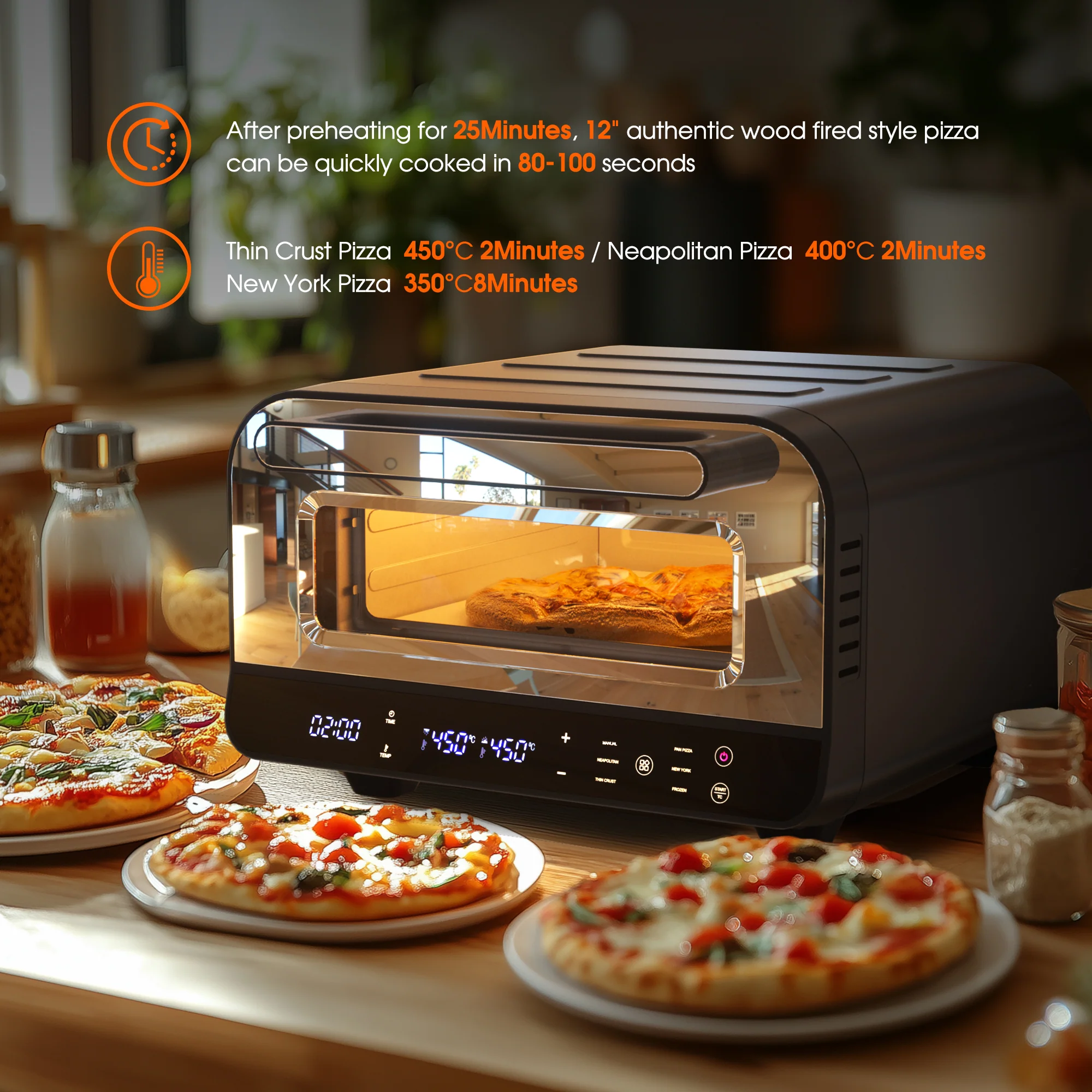 Countertop Pizza Oven 1700W Electric Pizza Maker