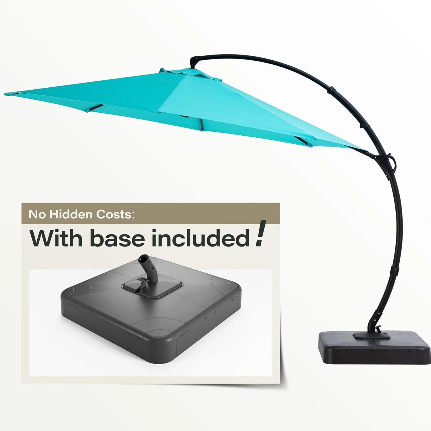 LAUSAINT HOME Outdoor Patio Umbrella with Base included, 11 FT Deluxe Curvy Cantilever Umbrella Heavy Duty Offset Hanging Umbrella with 360�� Rotation for Market, Pool, Garden, Backyard, Deck (Beige)