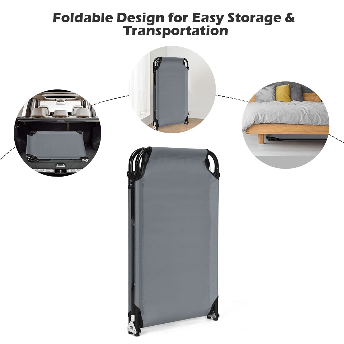 Folding Camping Cot, Heavy Duty Collapsible Foldable Bed
