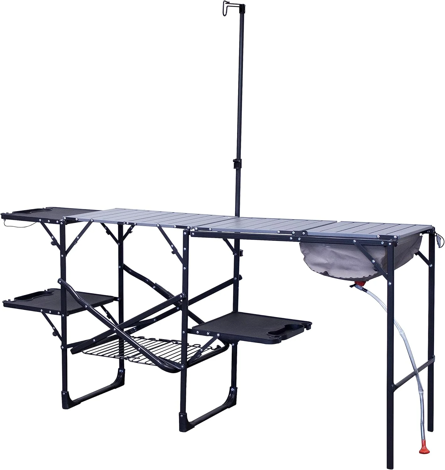 Master Cook Station | Portable Folding Kitchen Table with Soft Shell Sink, Heat Resistant Tabletop & Telescoping Lanter Pole, Perfect for Camping Trips