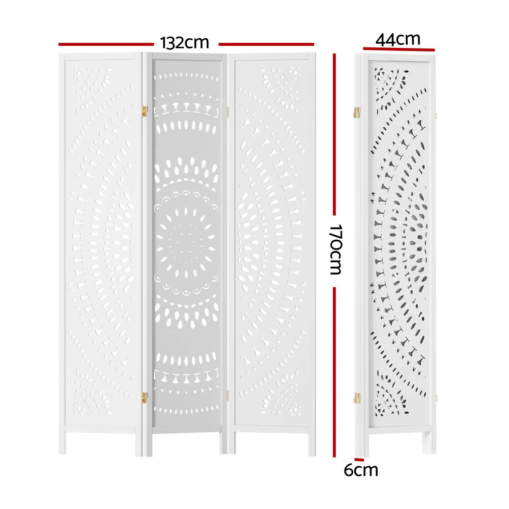 Artiss 3 Panel Room Divider Screen 132x170cm Circle White