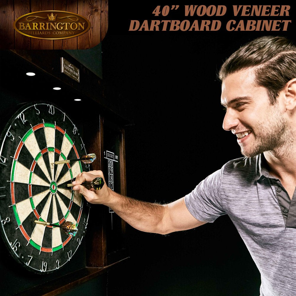 Barrington 40??? Dartboard Cabinet with LED Lights, Self-Healing Board, Includes 6 Darts & Scoreboards