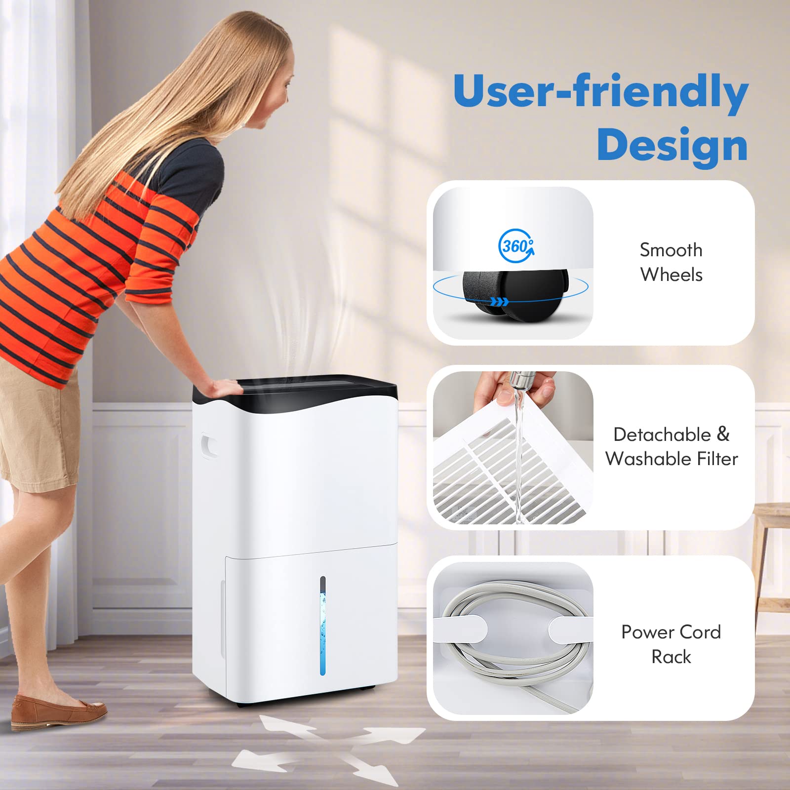 100 Pint Dehumidifier Rooms up to 5500 Sq. Ft with Smart App & Alexa Voice Control