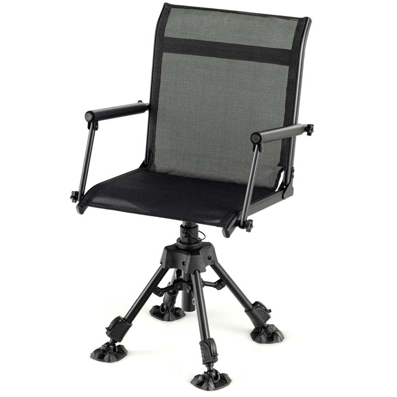 360�� Swivel Silent Folding Hunting Blind Chair for Shooting Fishing, Portable Sniper Seat with 4 Adjustable Legs, All-Terrain Foot Pads