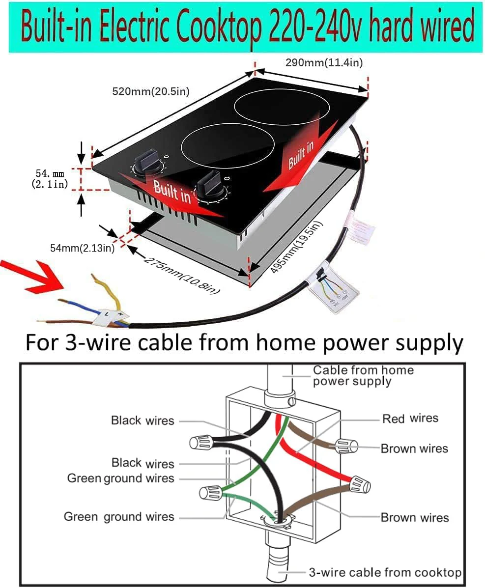Karinear 30 Inch Electric Cooktop 4 Burners, Knob Control Built-in Ceramic Cooktop, 30