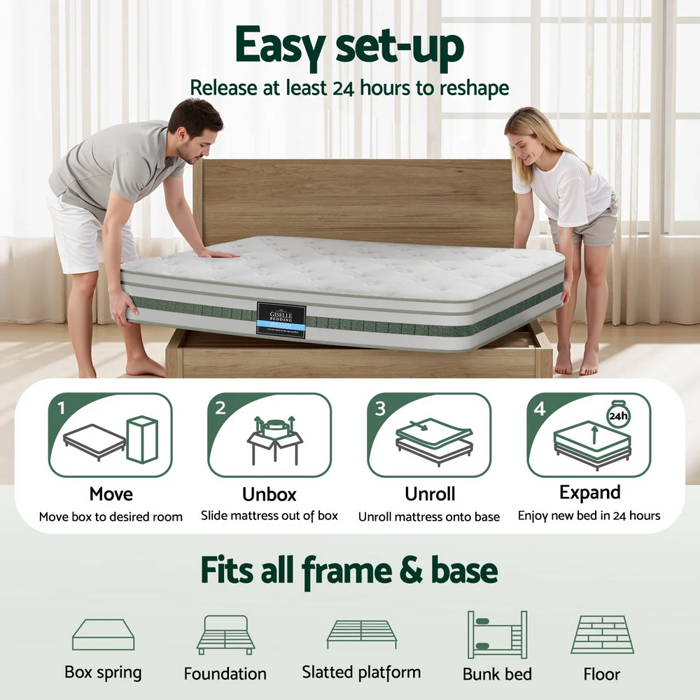 20cm Giselle Mattress Queen Green Tea Mattresses