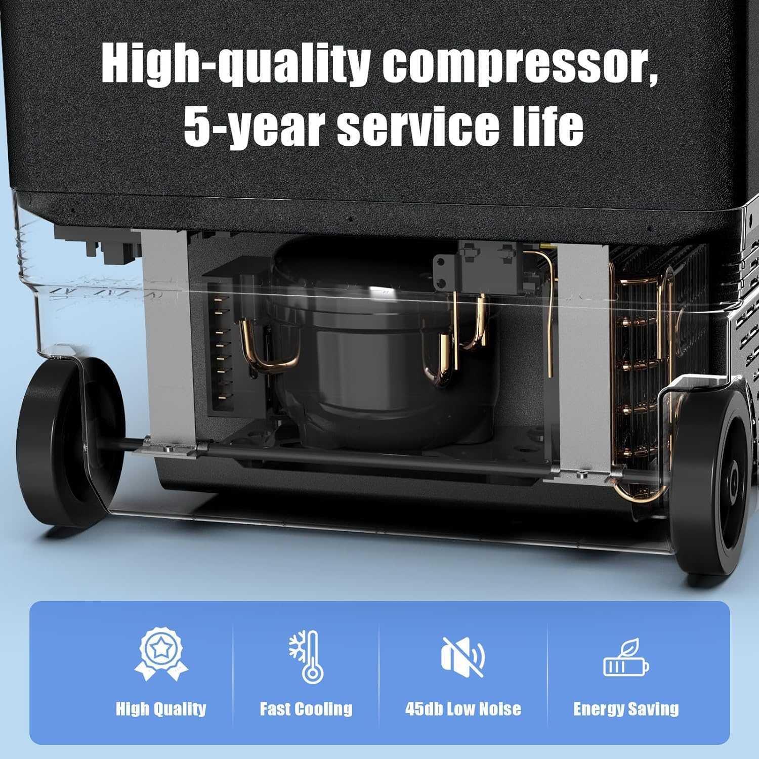 12 Volt Car Refrigerator Dual Zone Dual Doors 45QT