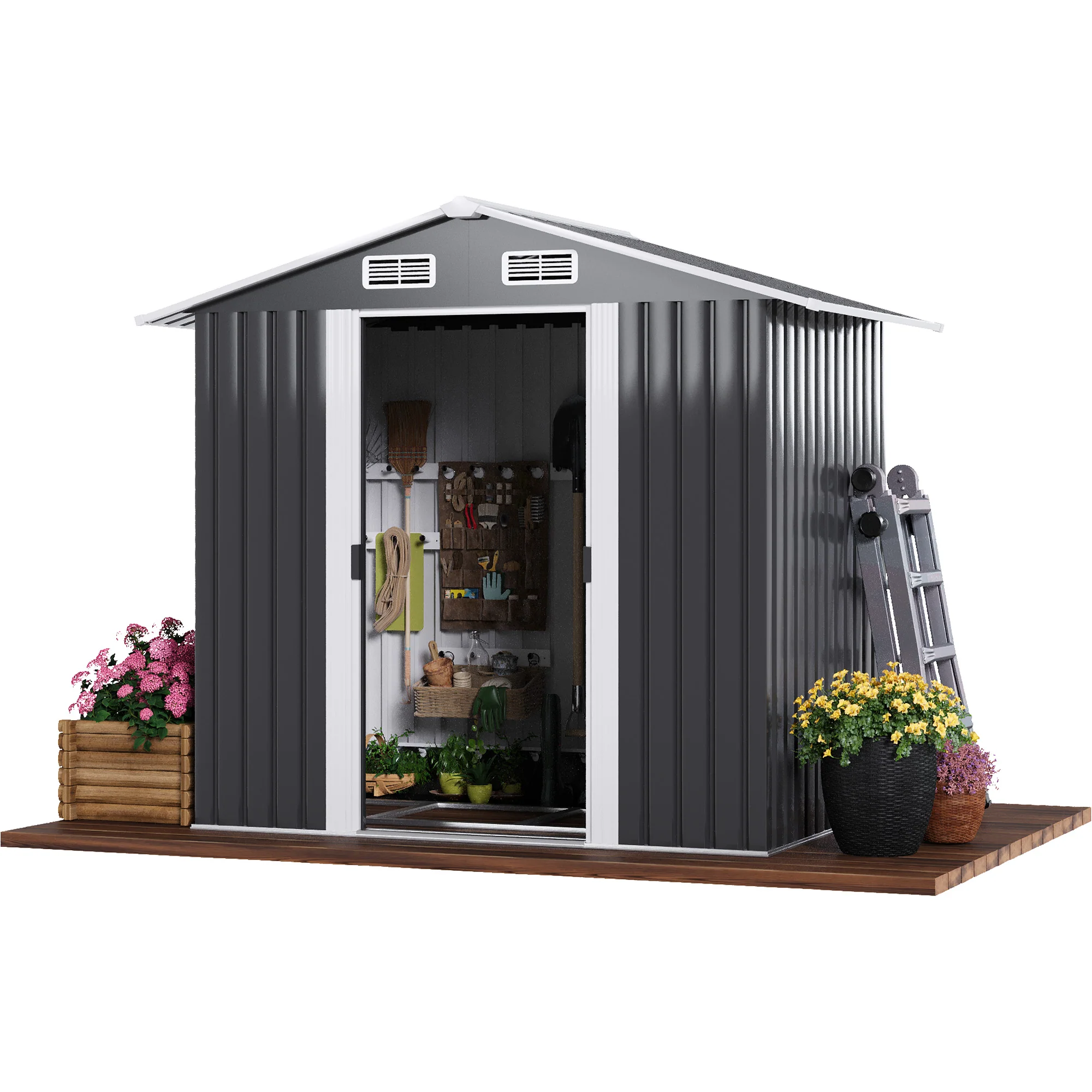 Garden Shed Outdoor Storage Shed 131x195x186cm