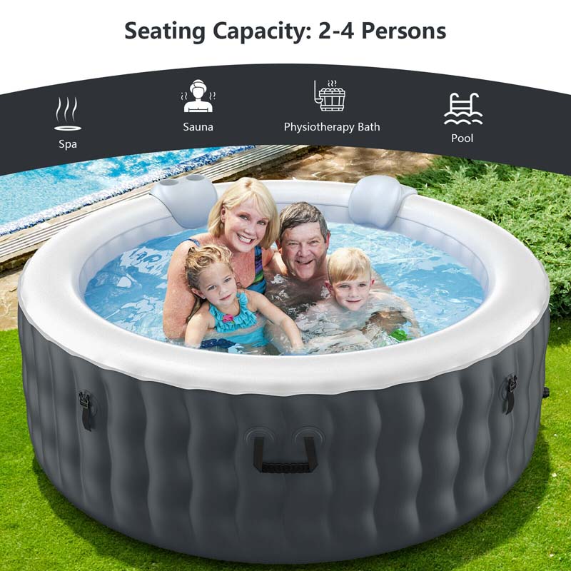 4-Person SaluSpa Inflatable Hot Tub Spa with 108 Massage Bubble Jets, Air Pump, Filter Cartridge & Cover, Portable Outdoor Blow Up Spa