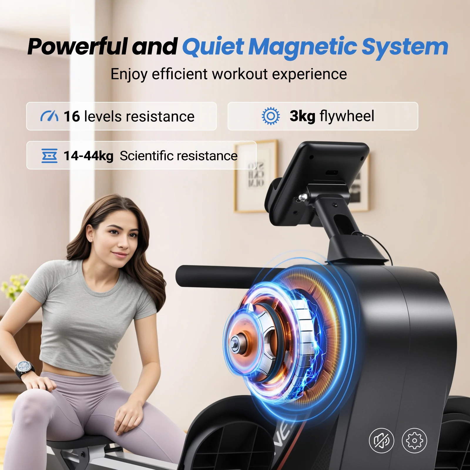 Magnetic Rowing Machine 16-Level Resistance