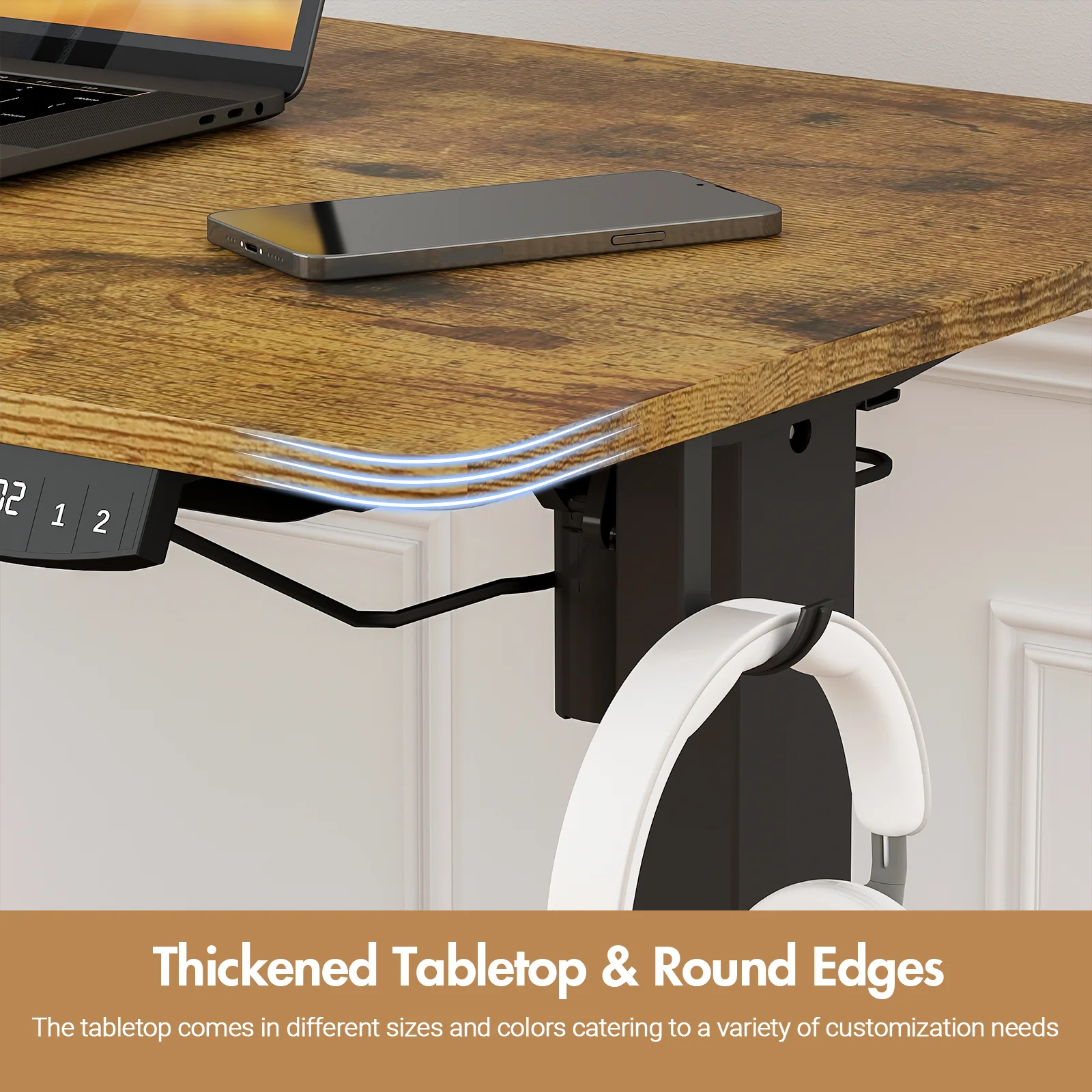 Electric Standing Desk Height Adjustable 100cm Walnut