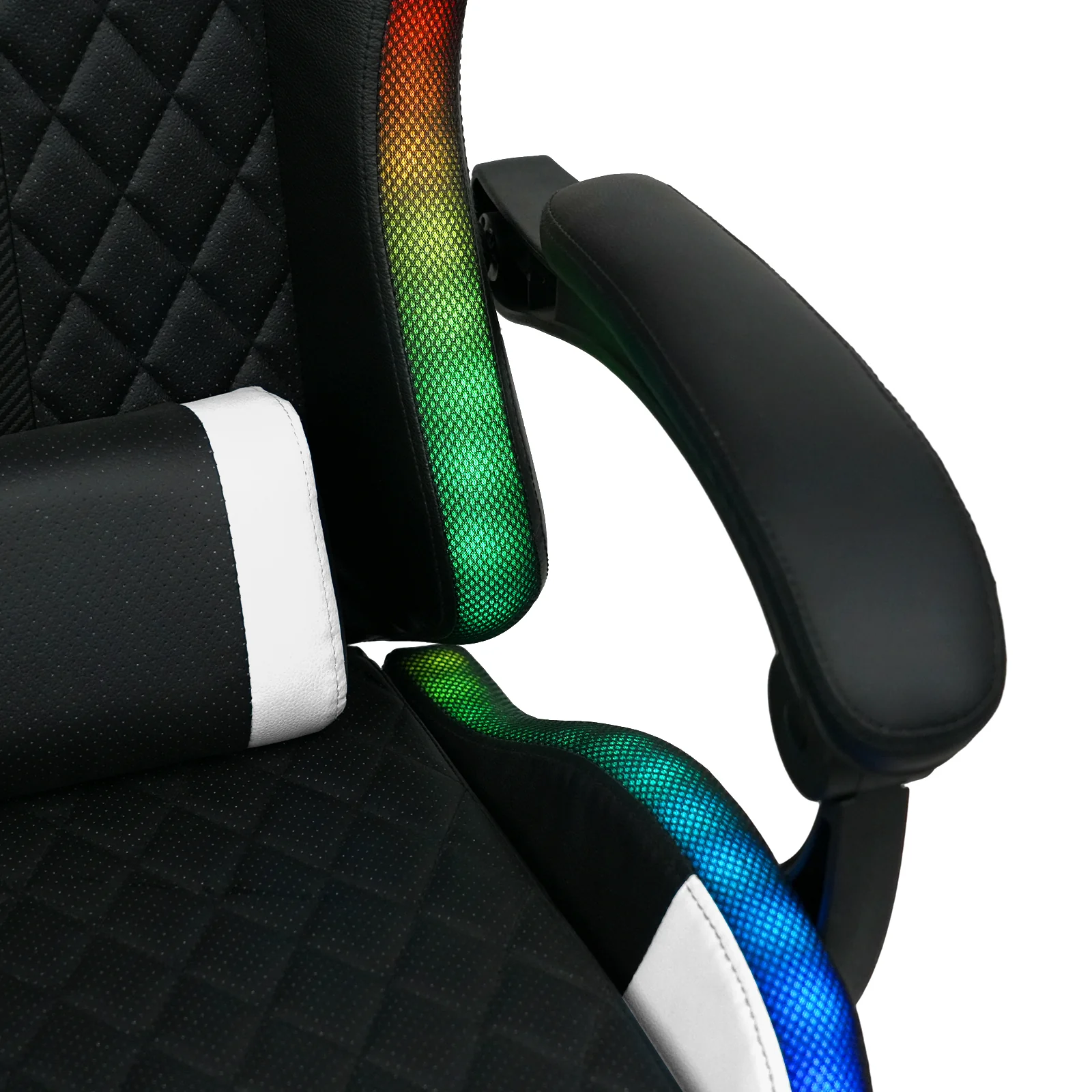 Gaming Chair 12 RGB LED Massage Chair  White