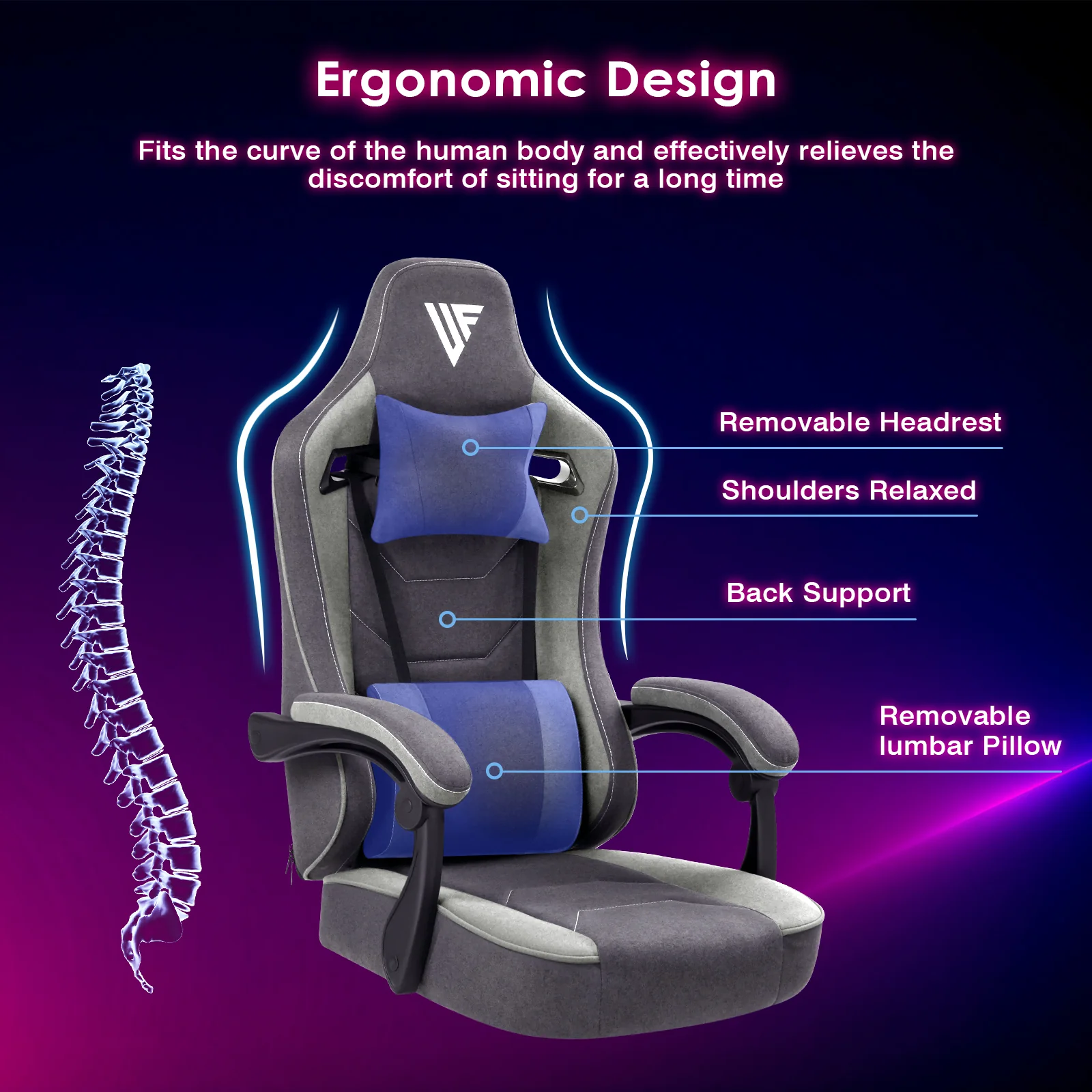 Ergonomic Gaming Chair with Footrest