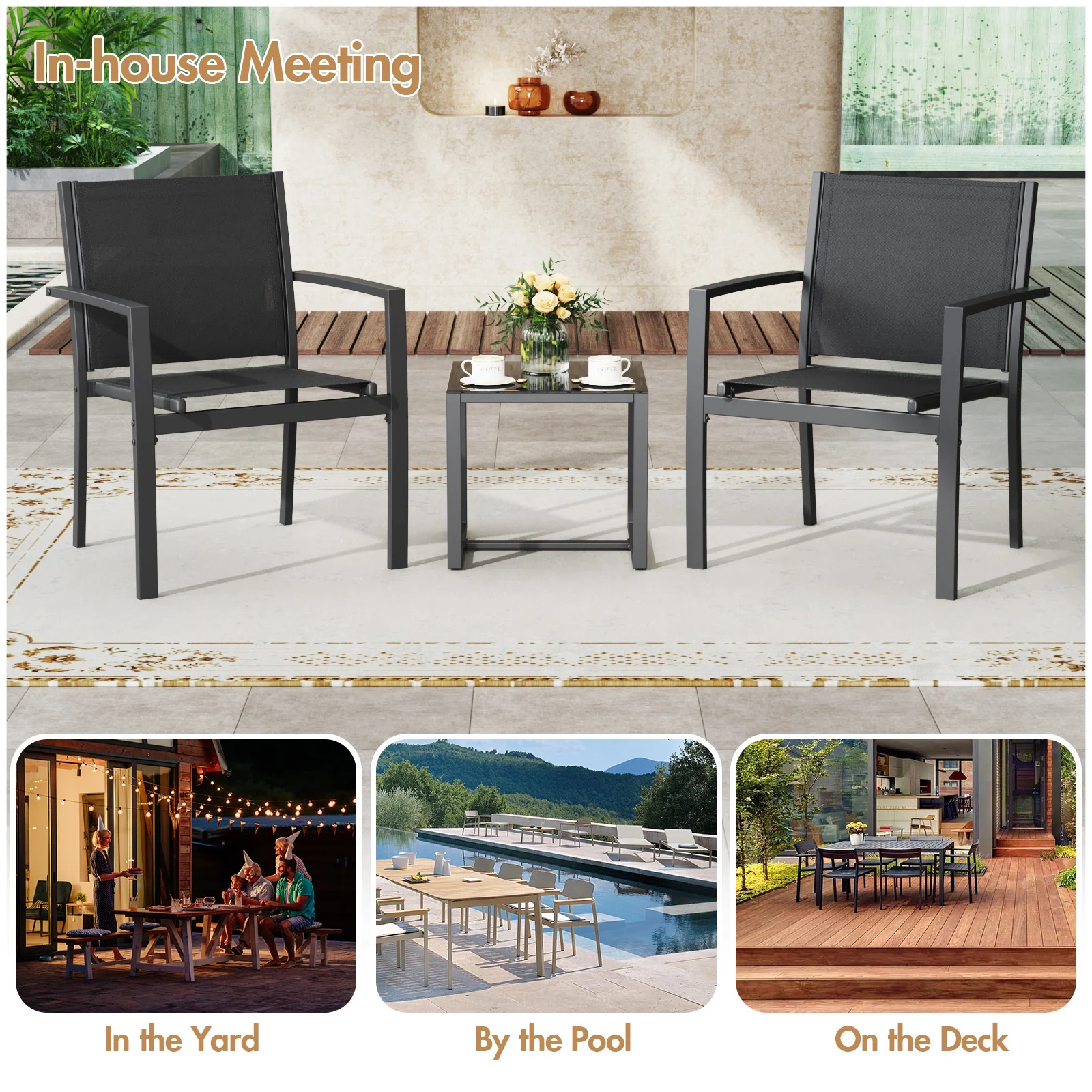Patio Furniture Set 3 Pieces