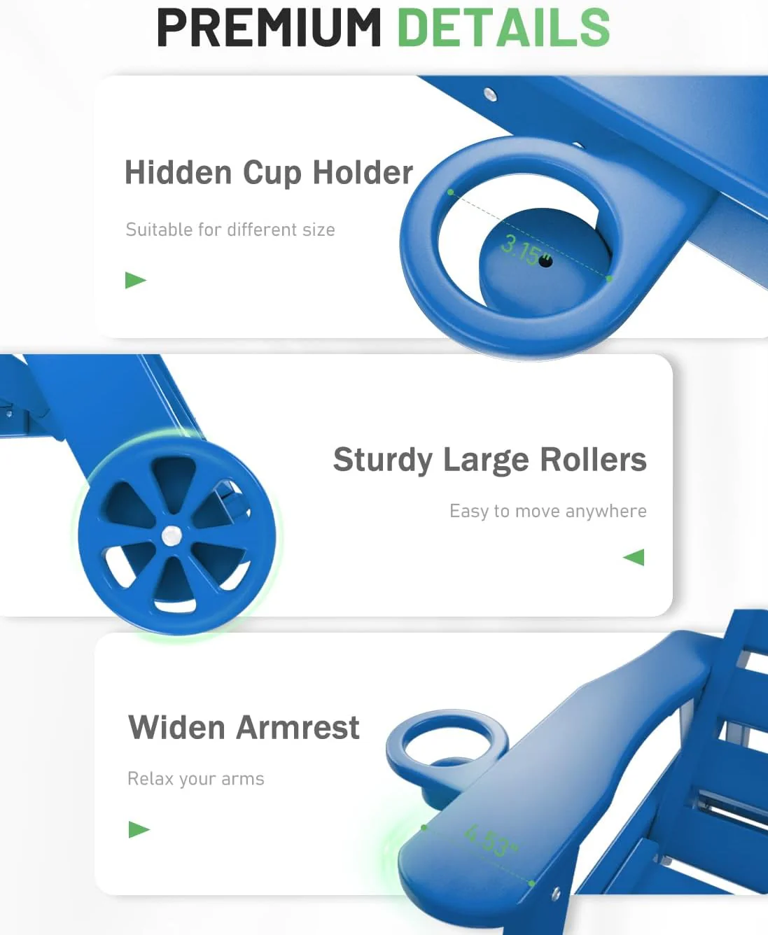 Lounge Chair Outdoor, Chaise Lounge, HDPE 6-Position Outdoor Chaise Lounge, Patio Lounge Chair with Wheels & Cup Holder for Pool Poolside Deck Backyard, Teak