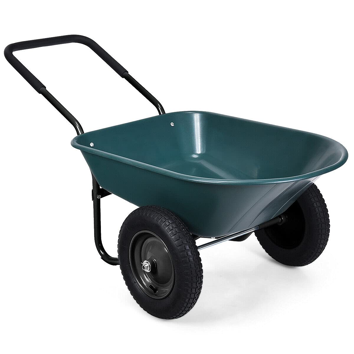 Dual Wheel Wheelbarrow, Heavy Duty Garden Cart, 330 lbs Capacity Utility Cart
