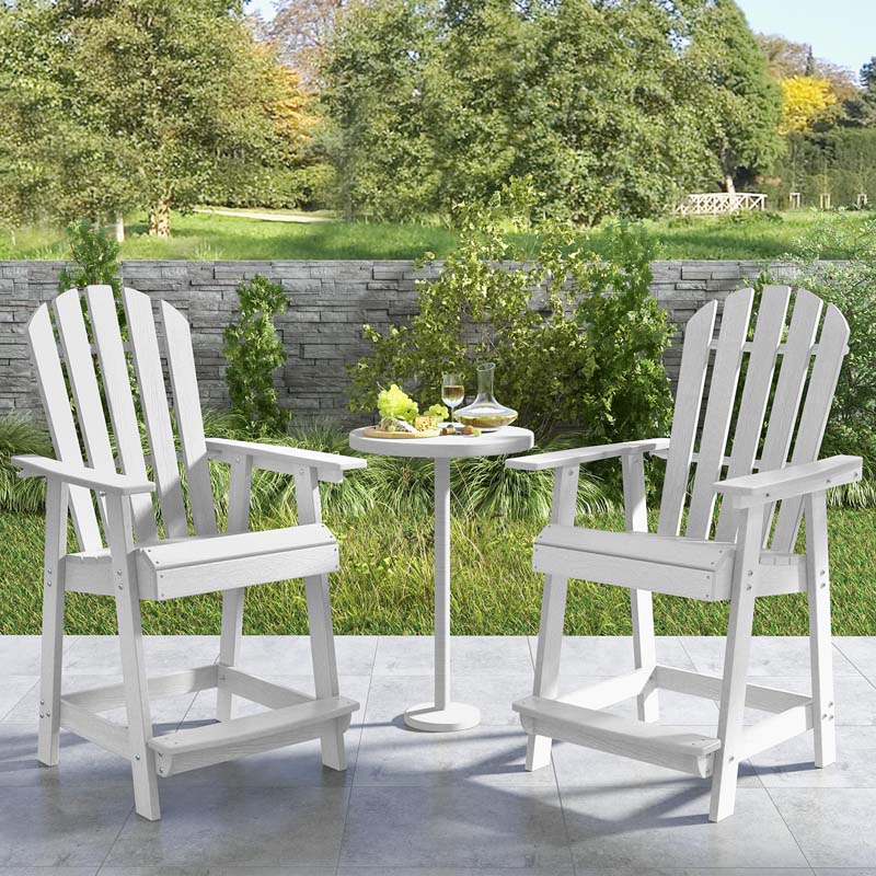 Outdoor HDPE Tall Adirondack Chair with Armrest & Footrest, Weather Resistant 47