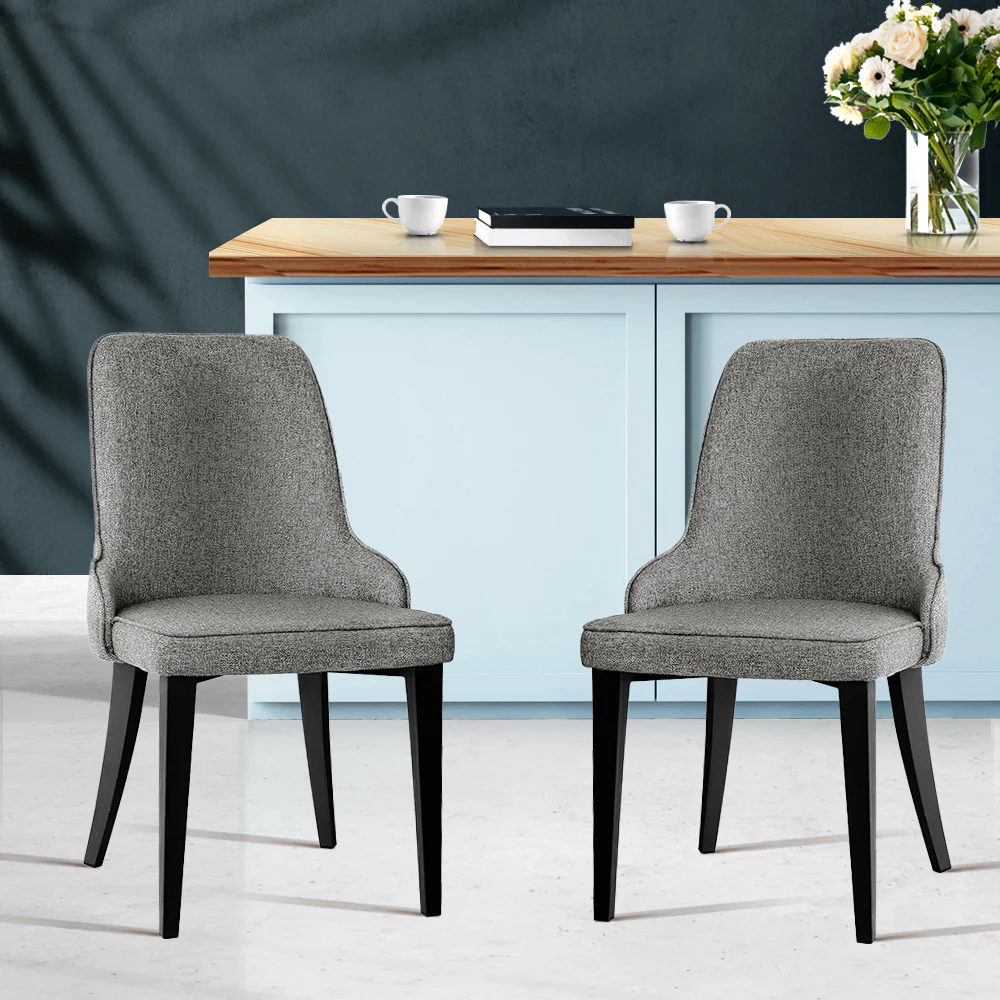 Artiss Dining Chairs Set of 2 Linen Fabric Grey