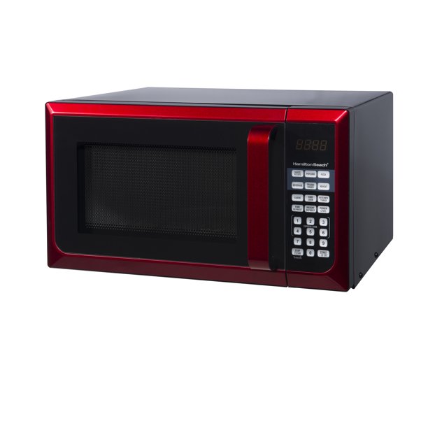 Beach Stainless Steel 0.9 Cu. ft. Red Microwave Oven, Red Stainless Steel