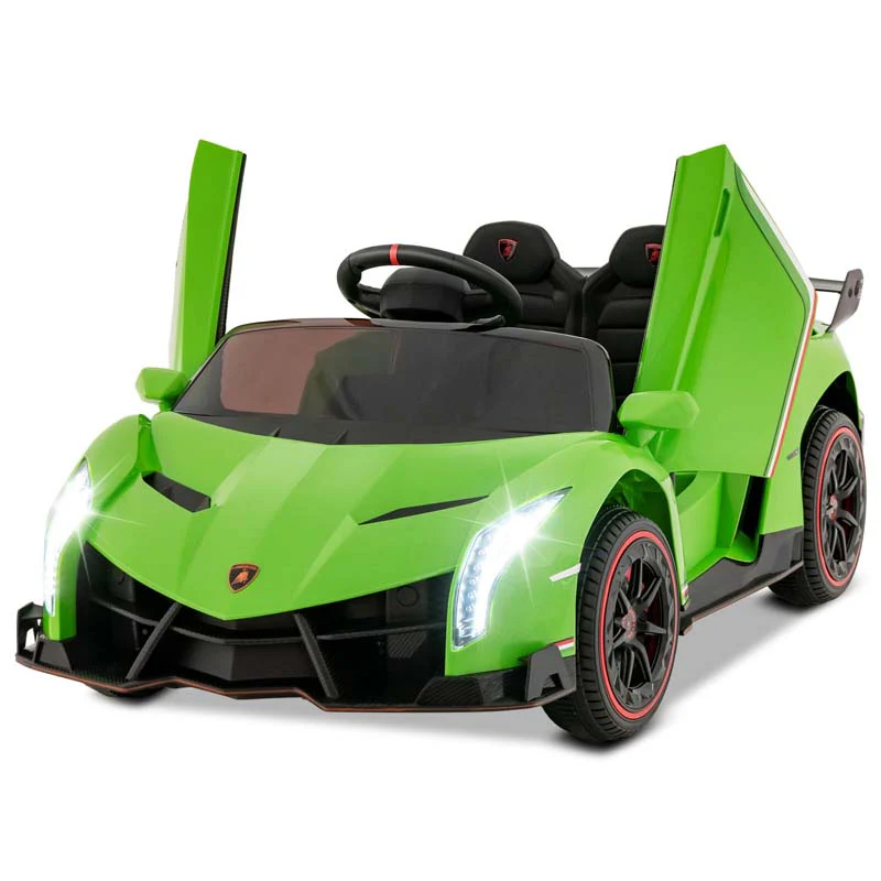 Lamborghini Licensed Kids Ride On 4WD Sports Car, 12V Battery Electric Vehicle Toy with Remote Control, 3 Speeds, Hydraulic Doors
