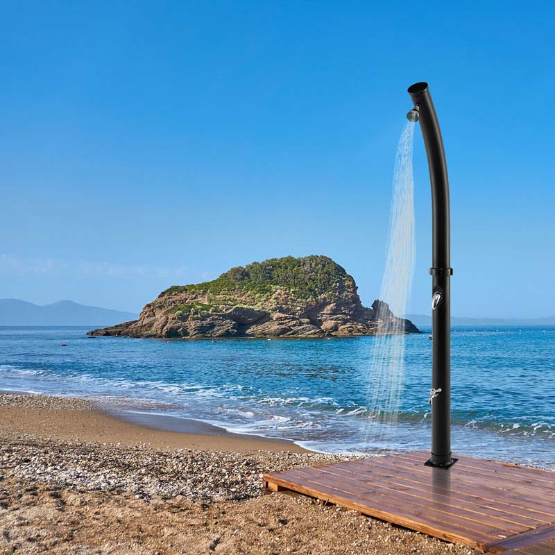 7.2 FT 5.3 Gallon Outdoor Solar-Heated Shower with 360�� Rotating Shower Head & Foot Shower for Poolside Beach