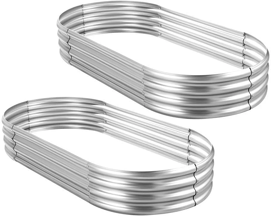 2Pcs Galvanized Raised Garden Bed Kit, 10��4��1ft Galvanized Planter Raised Garden Boxes Outdoor, Oval Large Metal Raised Garden Beds for Vegetables��������