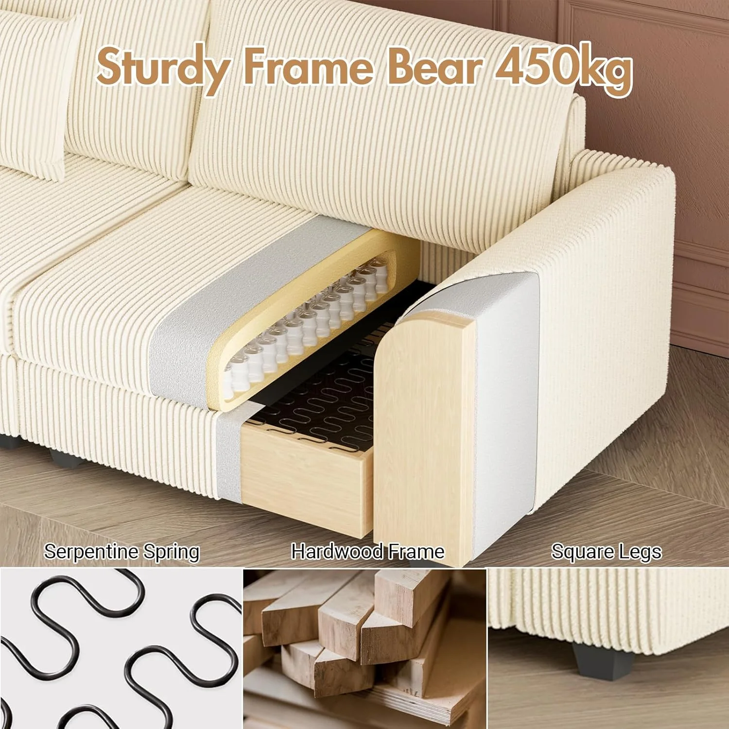 Sofa 290cm Corduroy Modular Couch(Pre-order)