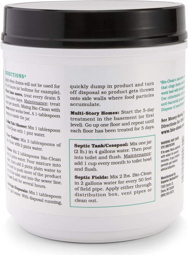 Bio-Clean Natural Drain Cleaner 2lb Canister ?C Enzyme-Based for Septic Tanks & Grease Traps, Eco-Friendly, 100 Treatments