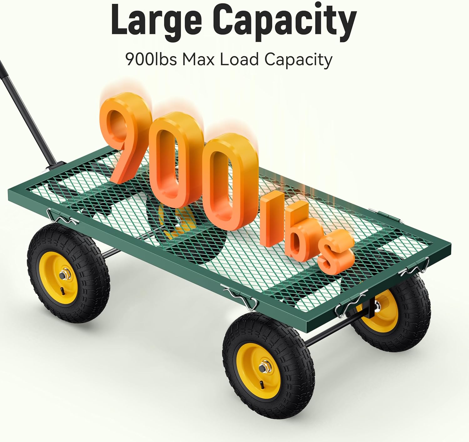 Steel Garden Cart, 2-in-1 1400 lbs Heavy Duty Utility Wagon, with Removable Mesh Sides to Convert into Flatbed, 240?? U-Turn 13
