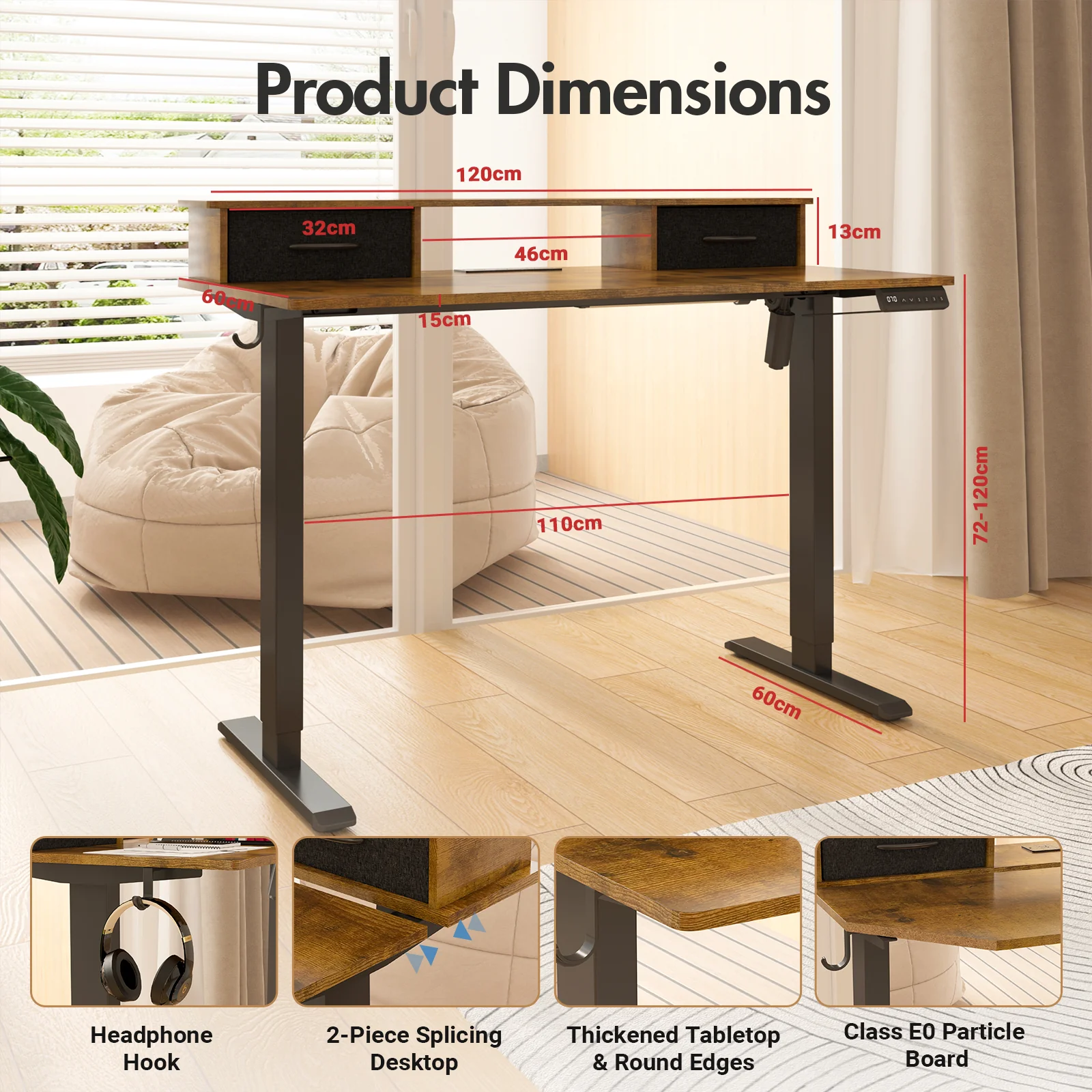 Electric Standing Desk with Monitor Stand