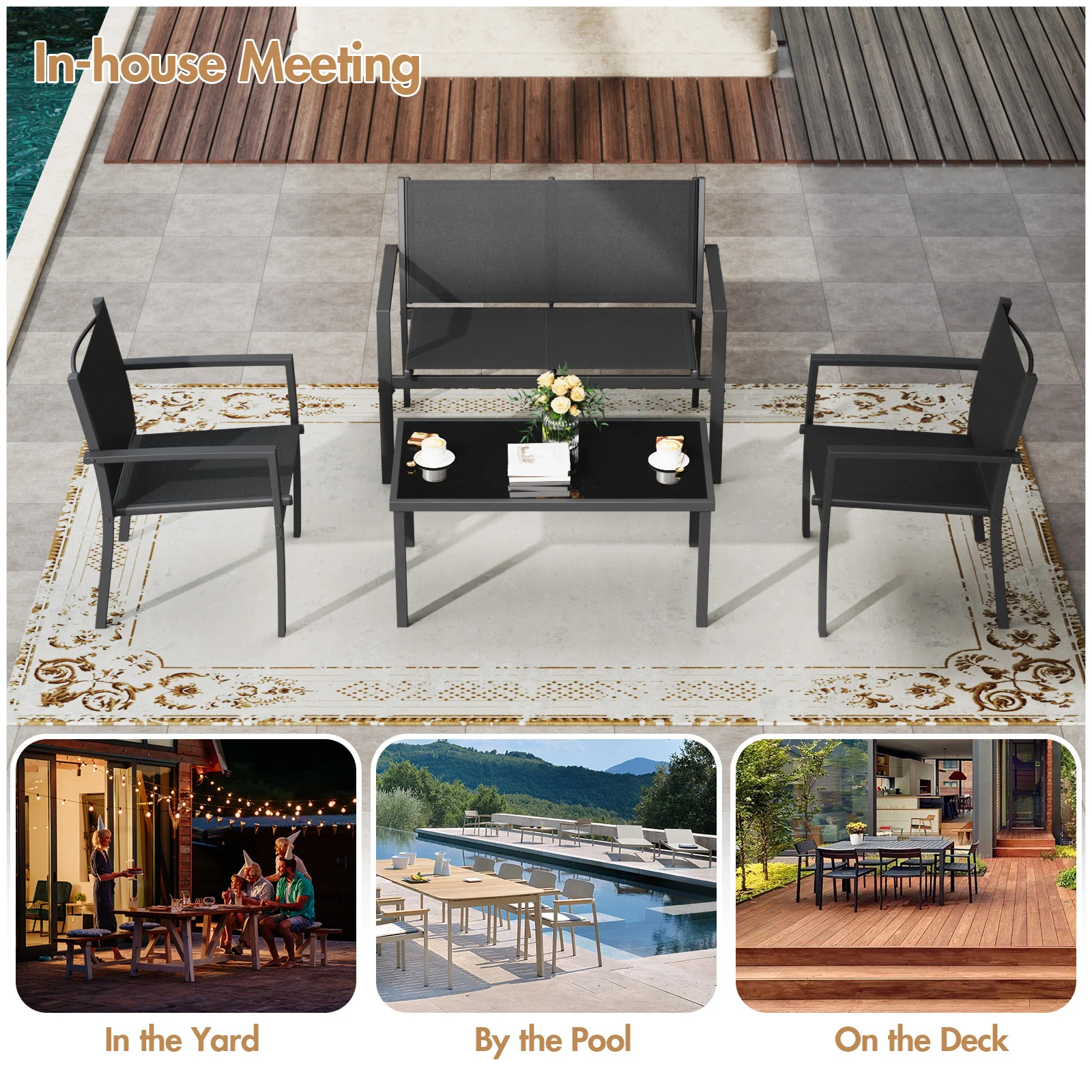 Patio Furniture Set 4 Pieces