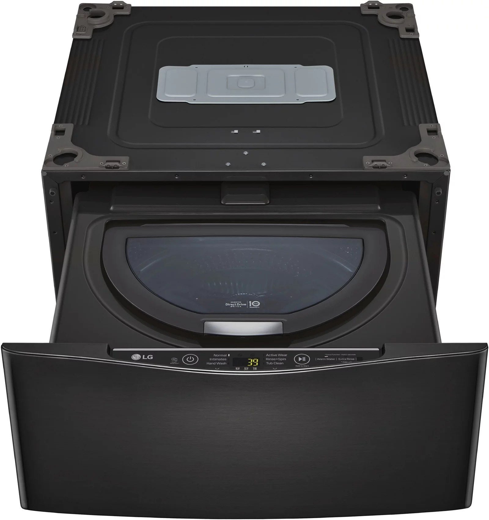 LG �C SideKick 1.0 Cu. Ft. High-Efficiency Smart Top Load Pedestal Washer with 3-Motion Technology �C Black steel