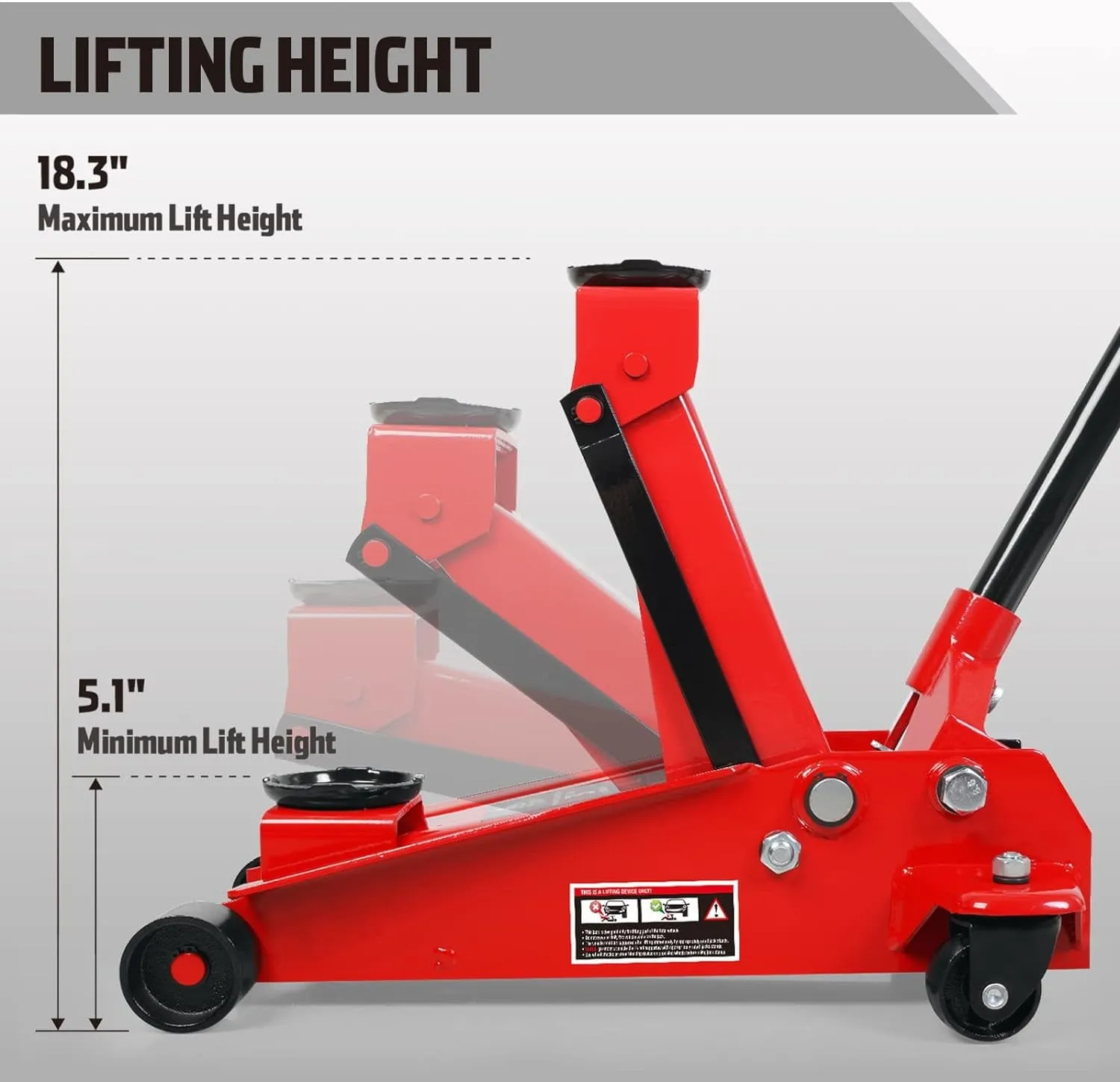 3 Ton Hydraulic Floor Jack with Quick Lift Pump Car Jack, (6,000 lb) Capacity,Red,W83025