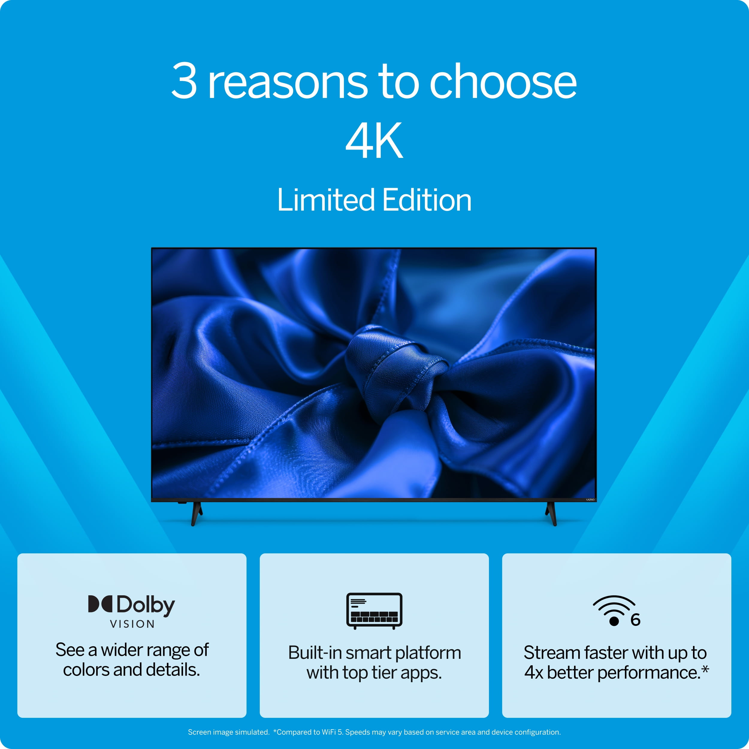 VIZIO 50��� 4K HDR Smart LED TV with Dolby Vision, WiFi 6, Bluetooth, and Smart Home Integration �C V4K50S-0809