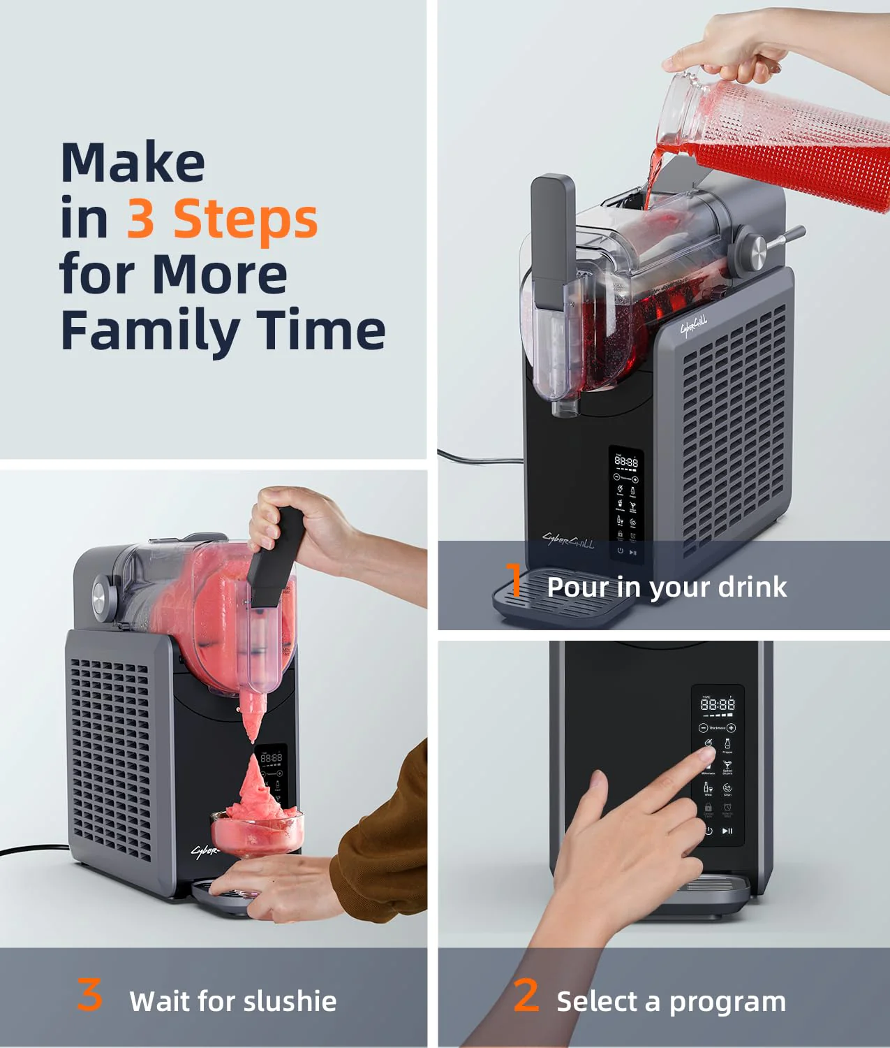 Slushie Machine,24-Hour Delay Start&Cold Retention, 68 oz Slushy Machine with Self-Cleaning Function, Frozen Drink Maker with 5 Preset Programs,Frozen Margaritas, Frapp��s, and More