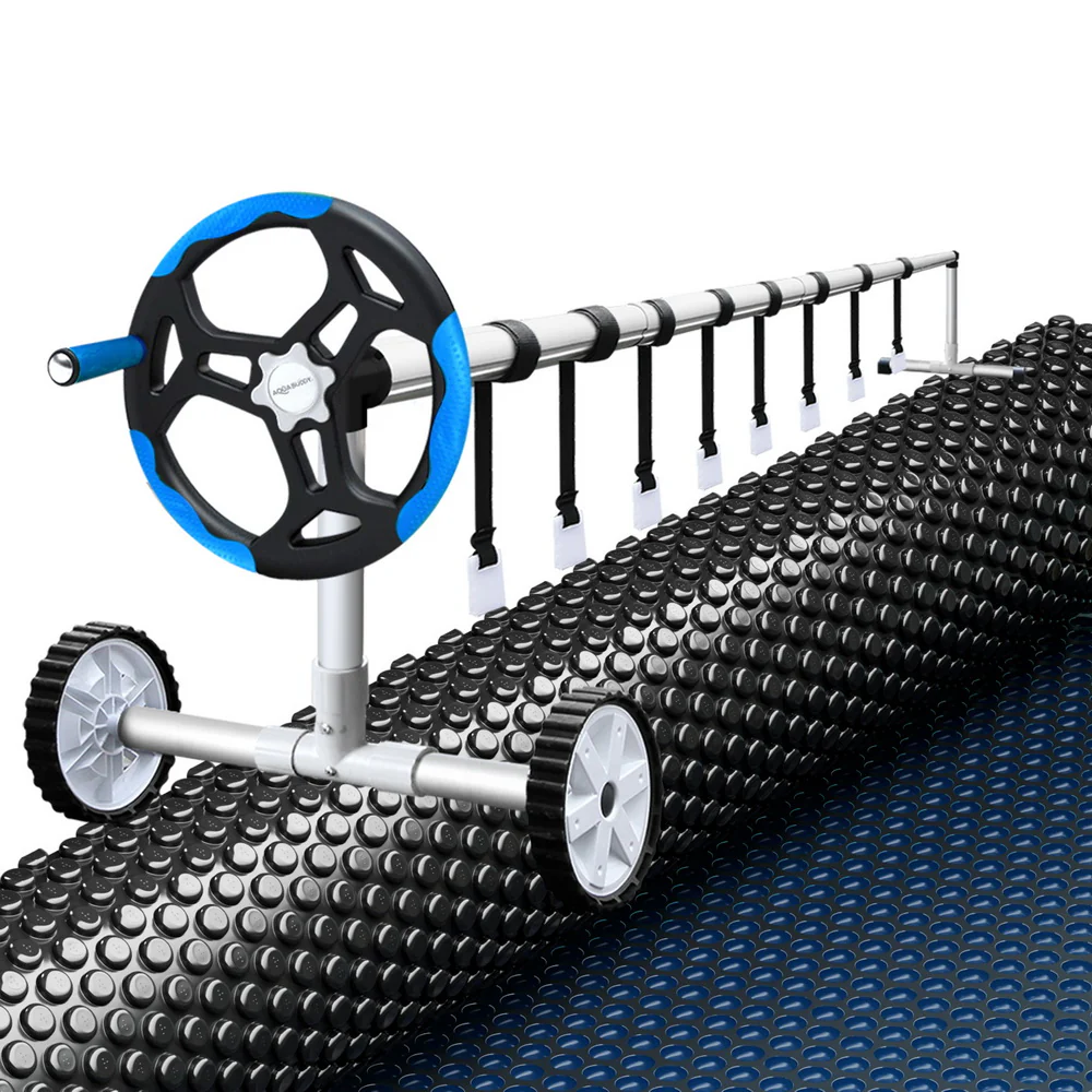 Aqua Buddy Pool Cover 600 Micron 6.5x3m w/ Roller 5.55m Black Solar Blanket