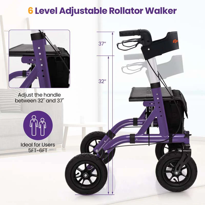 Foldable Rolling Walker with 9.5