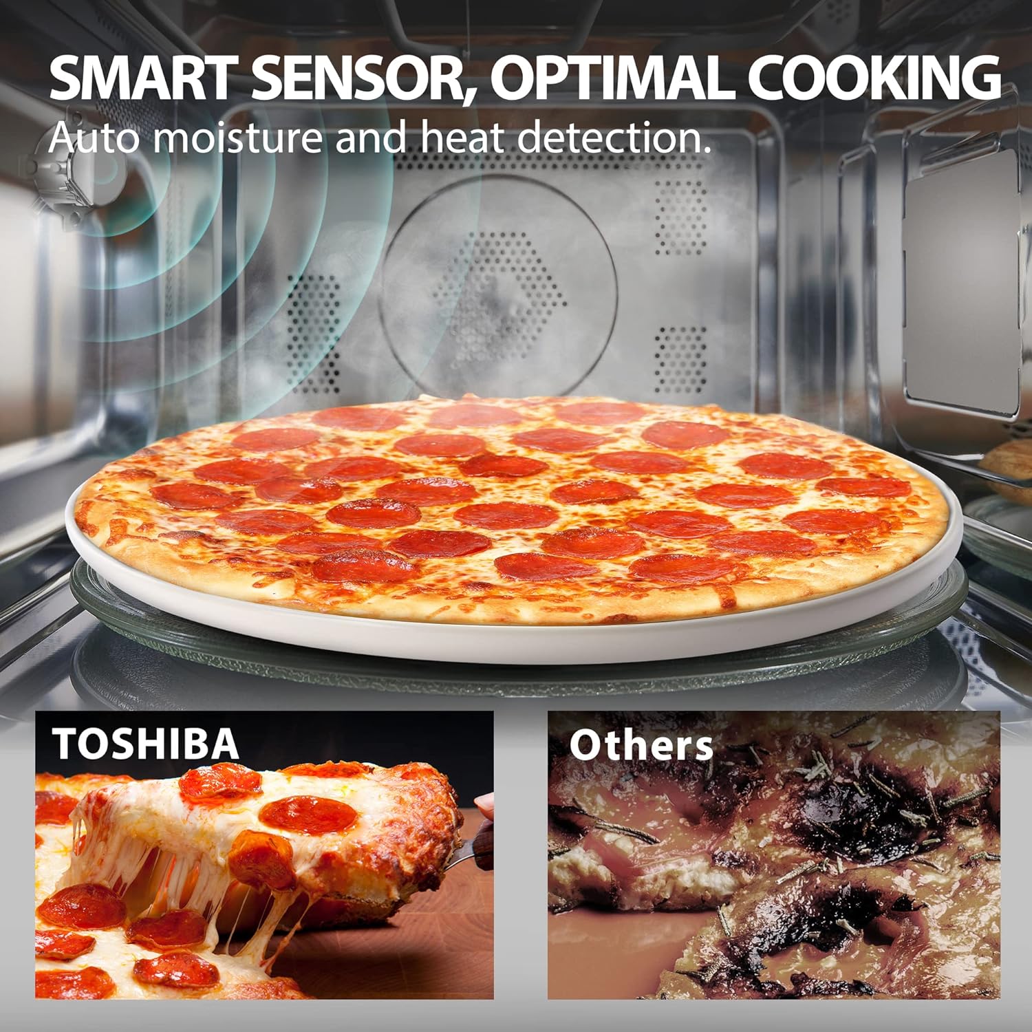 TOSHIBA 4-in-1 ML-EC42P(SS) Countertop Microwave Oven, Smart Sensor, Convection, Air Fryer Combo, Mute Function, Position Memory 13.6