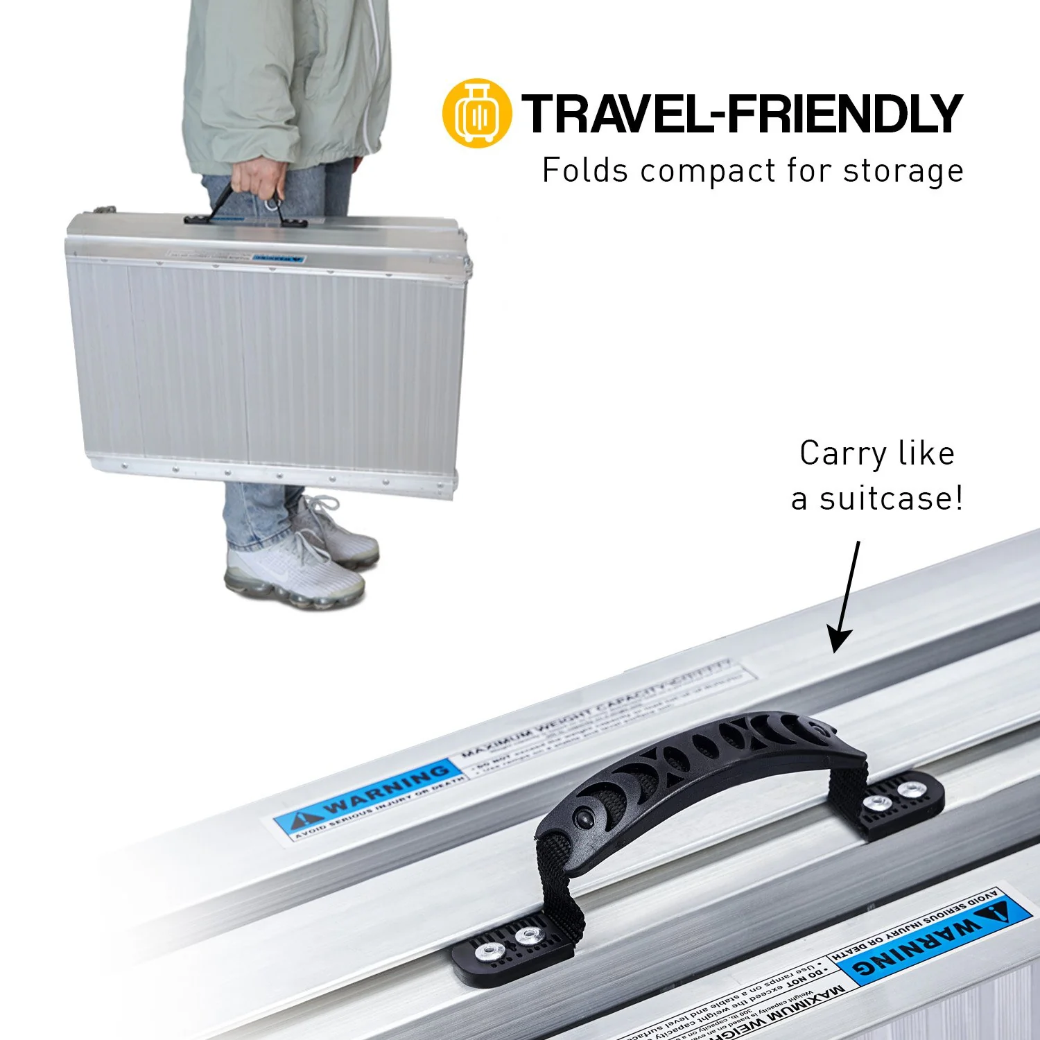 Kartrite 4ft Aluminium Foldable Wheelchair Ramp Non-Slip R02 Silver