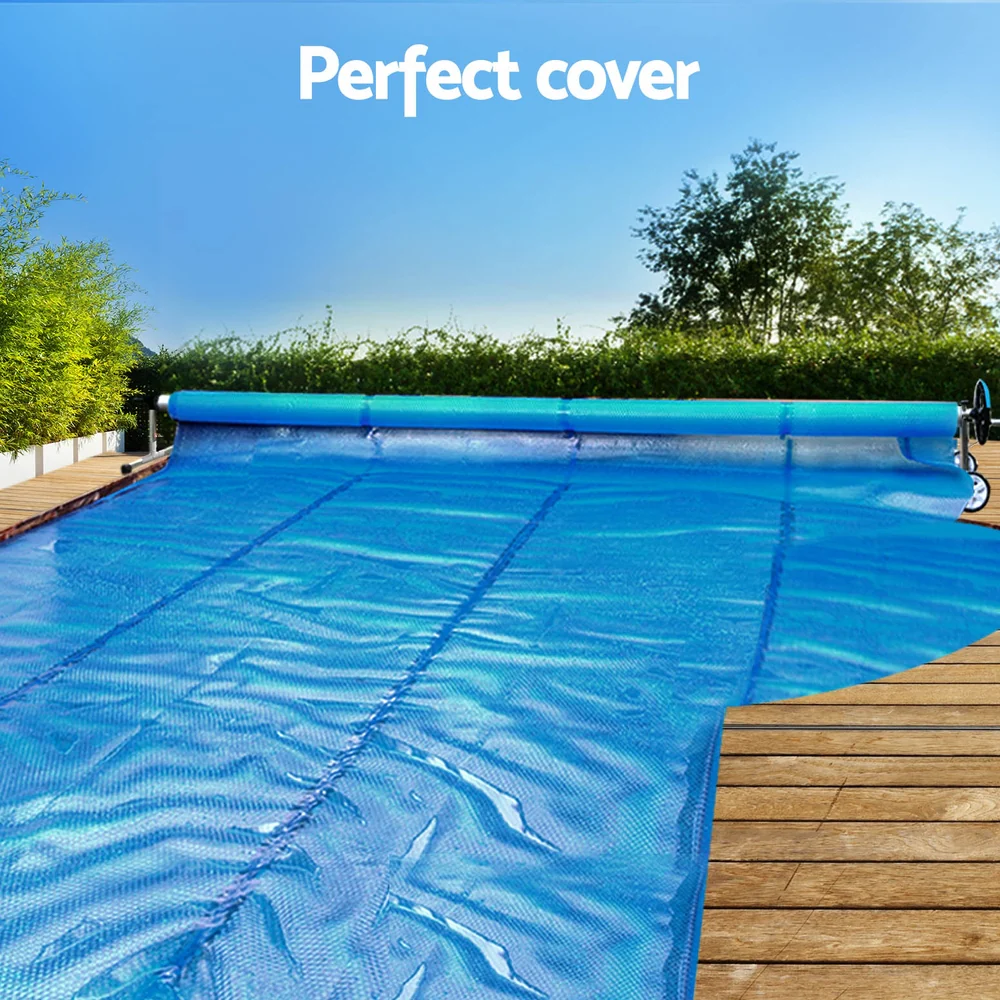 Aqua Buddy Pool Cover 11x6.2m 400 Micron Silver Swimming Pool Solar Blanket 6.55m Roller
