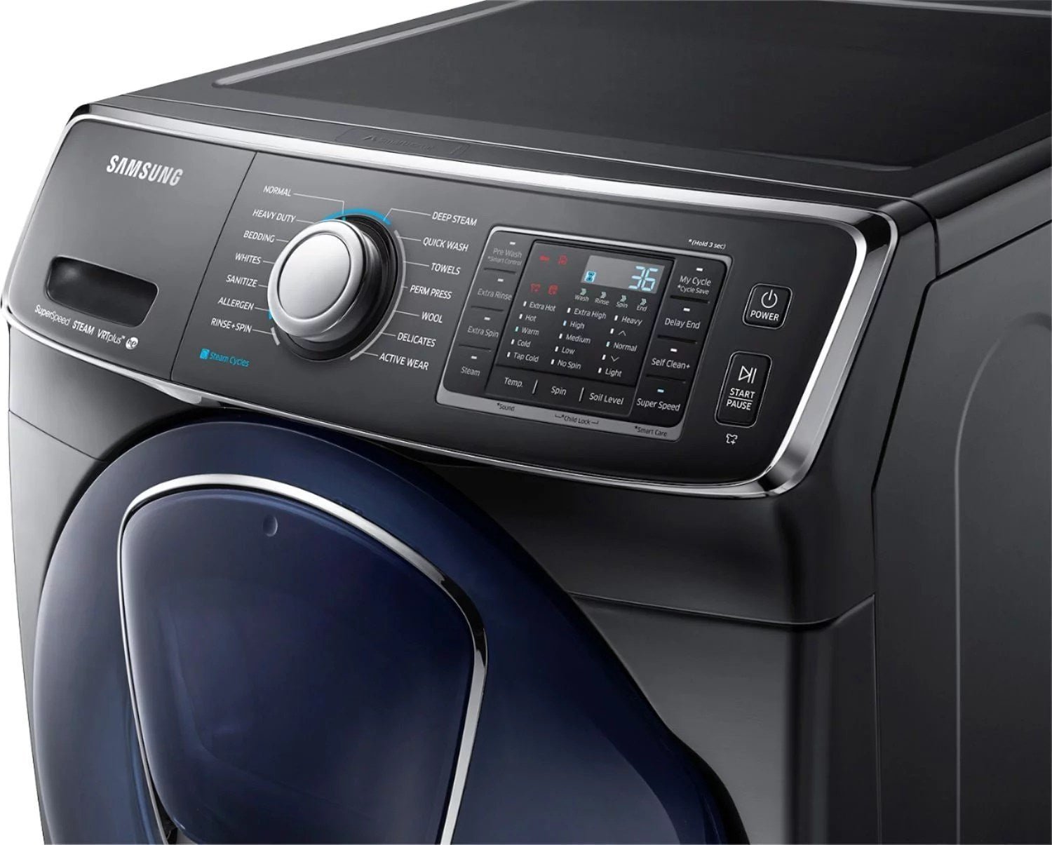 Samsung �C 4.5 Cu. Ft. High Efficiency Stackable Front Load Washer with Steam and AddWash �C Black stainless steel