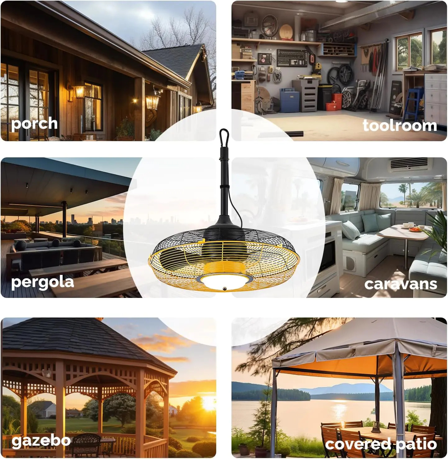 21 Outdoor Ceiling Fan with Light, Plug in Ceiling Fan with Remote, Gazebo Fans Outdoor Hanging for Patios Waterproof, Wet Rated Hanging Fan with App Control
