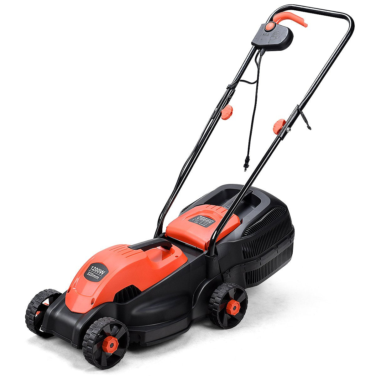 14-Inch 12 Amp Lawn Mower w/Grass Bag Folding Handle Electric Push Lawn Corded Mower