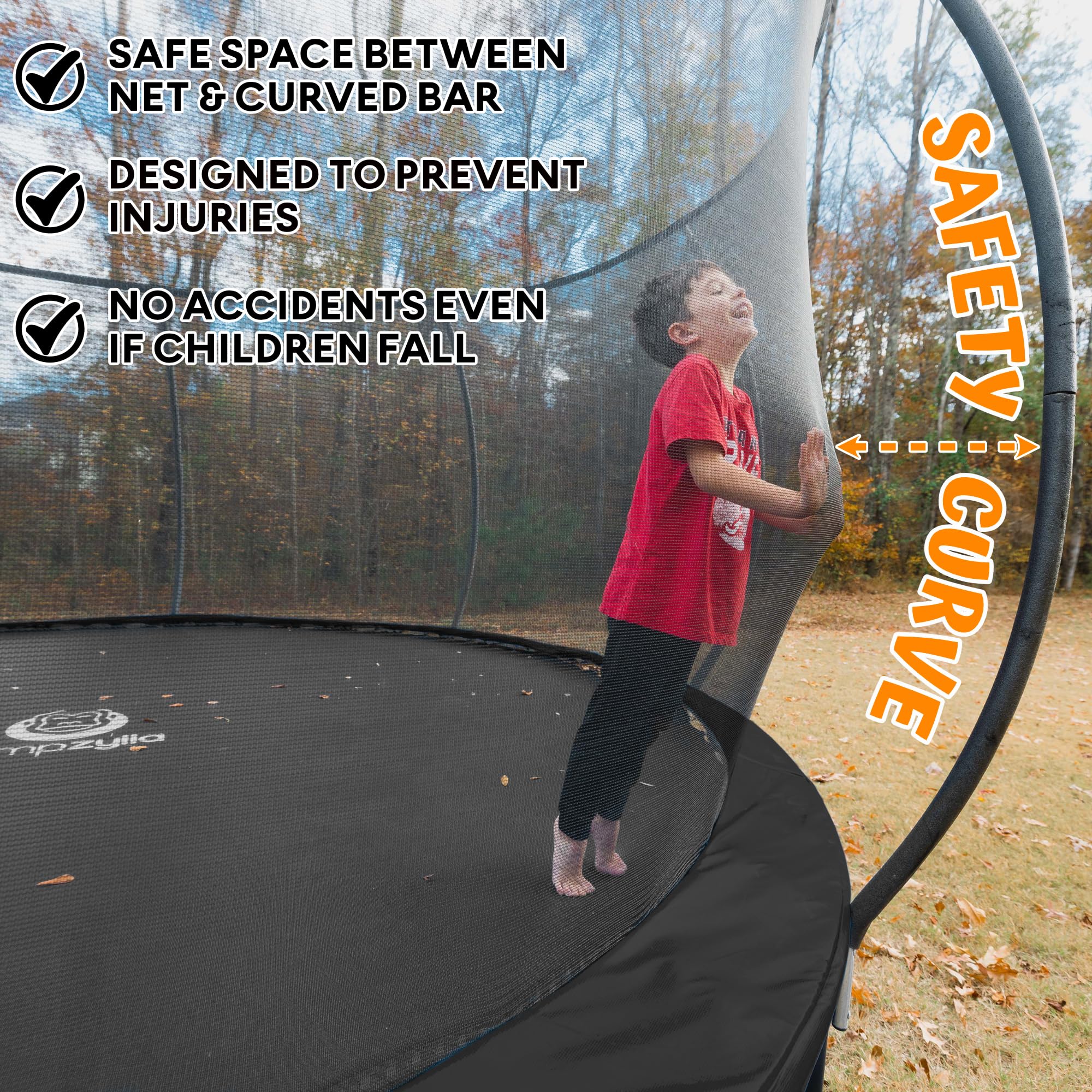 JUMPZYLLA 8FT Trampoline Outdoor with Enclosure for Kids