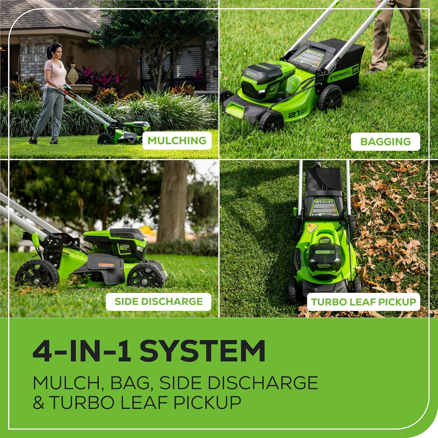 60V 21 Cordless (Self-Propelled) Lawn Mower . 2 x 4.0Ah Batteries and Dual Port Rapid Charger